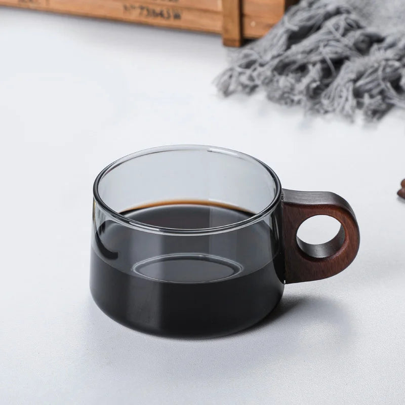 Tasse à café japonaise à poignée en bois