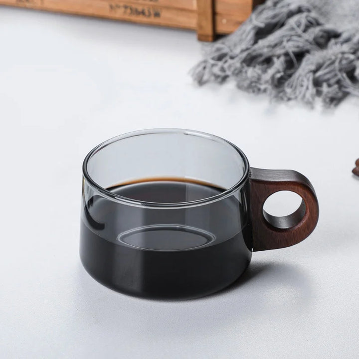 Tasse à café japonaise à poignée en bois