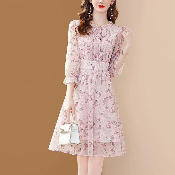 Robe Japonaise En Mousseline Rose confortable