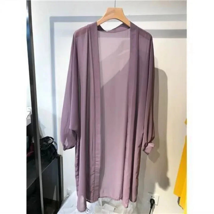 Veste Kimono Femme en Mousseline violet