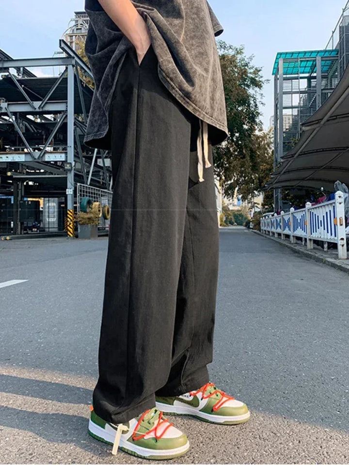 Pantalon Japonais à Jambes Larges Noir
