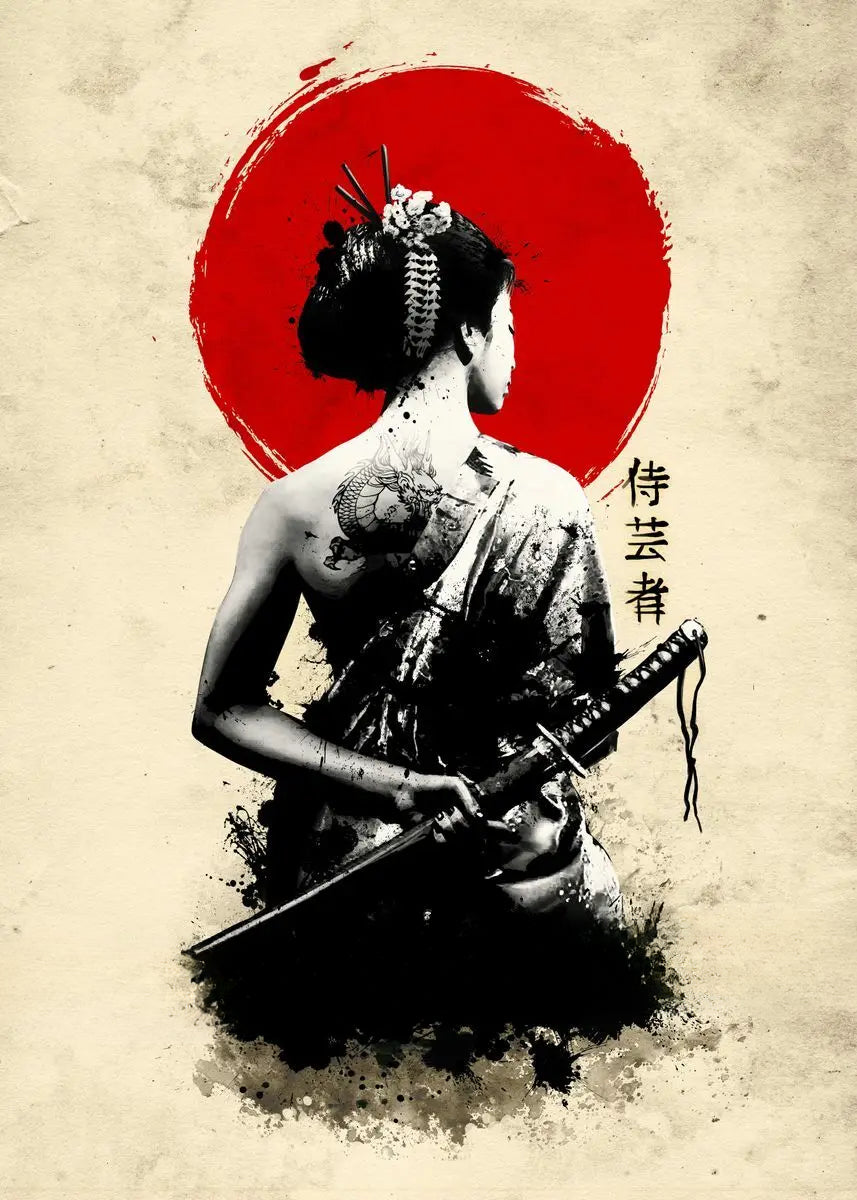 Affiche Japonaise Rétro Femme Samouraï