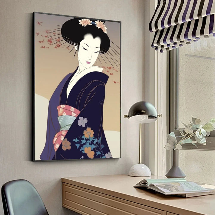 Japanese Painting Woman in Kimono