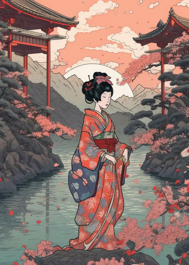 Japanese Wall Poster Beautiful Women