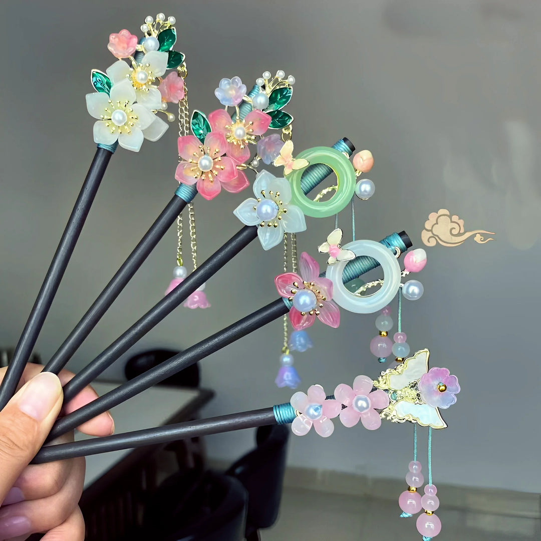 Épingle à cheveux en bois japonaise Fleur