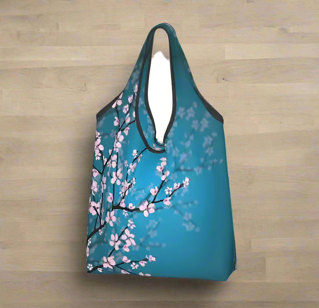Sac Japonais Pliable Sakura Bleu