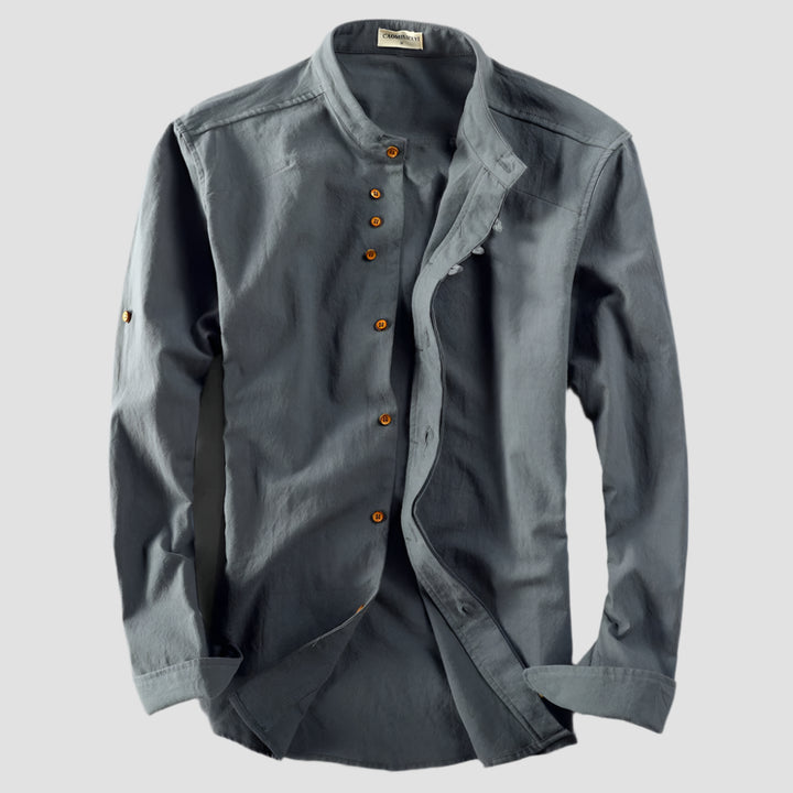 Chemise Japonaise à Col Montant Gris