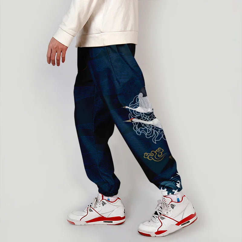 Pantalon Japonais Décontracté Grues