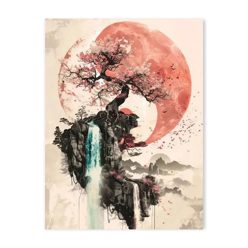 Affiche Japonaise Yin Yang Sakura