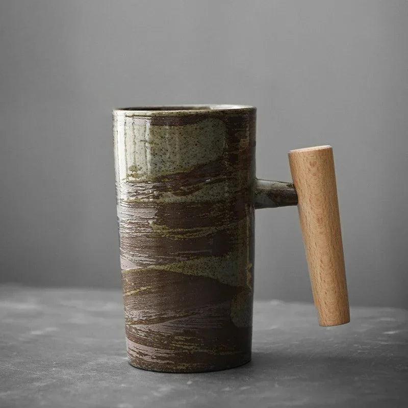 Mug japonais en grès olive