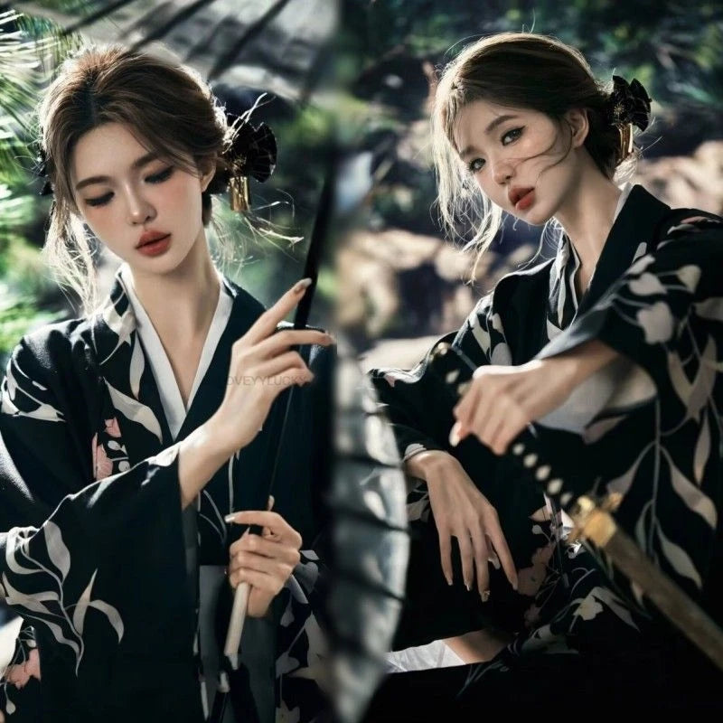 Kimono Japonais Femme Noir Vintage