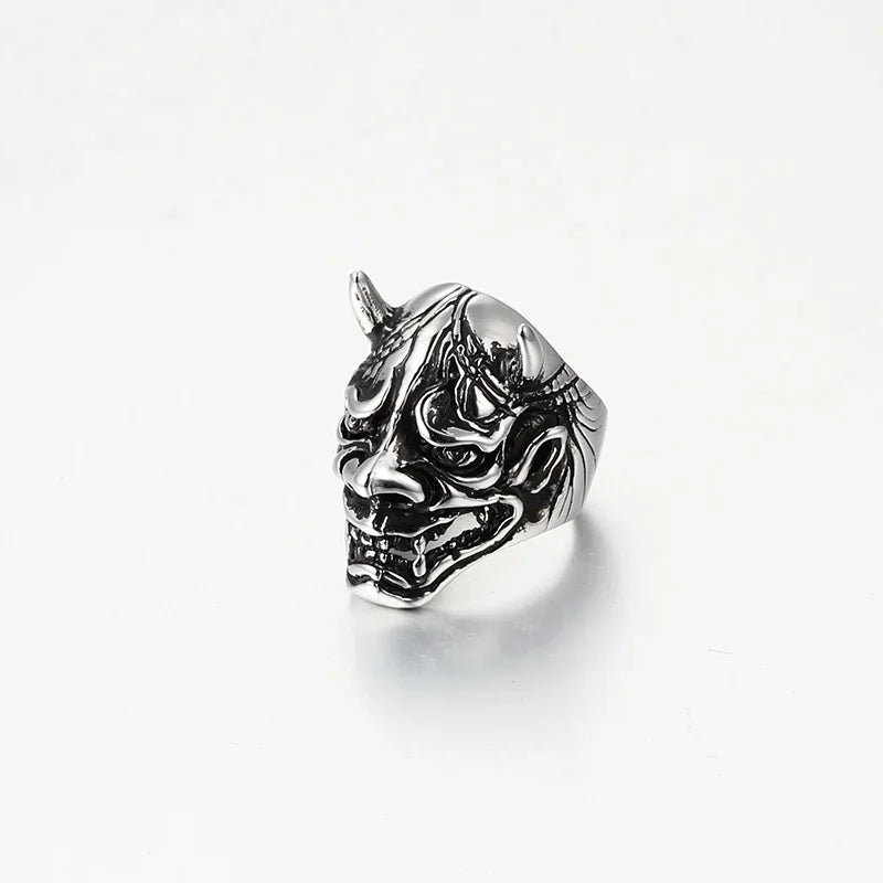 Bague tête démon japonais argent
