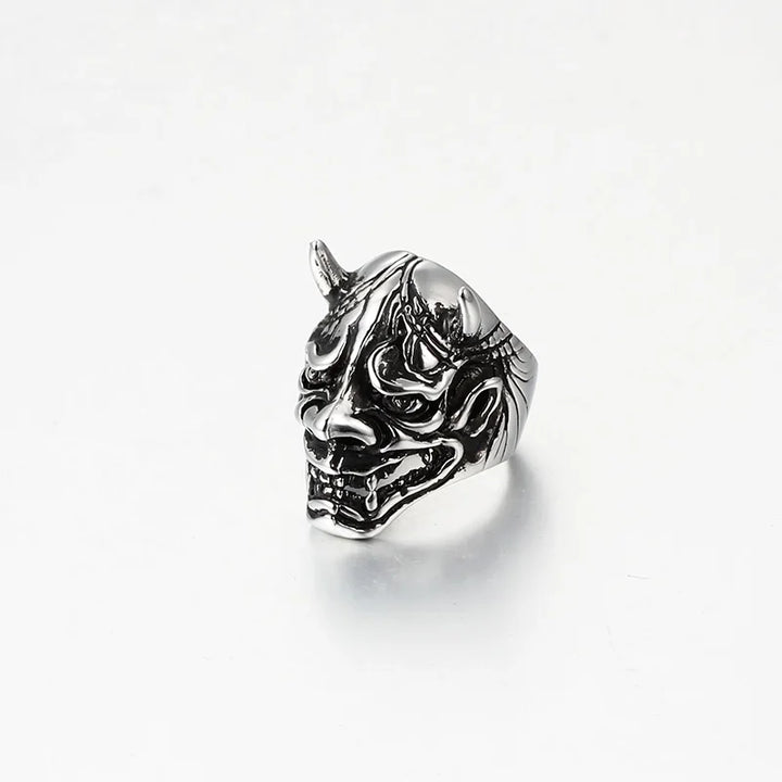 Bague tête démon japonais argent