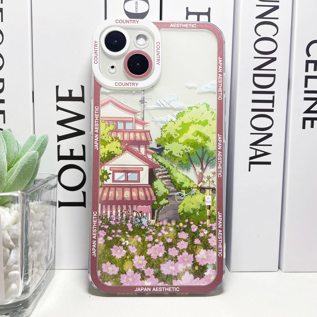 Coque Japonaise Fleurs aubergine