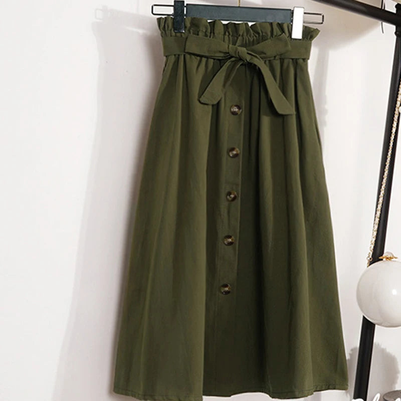 Jupe Japonaise Boutonnée Vert