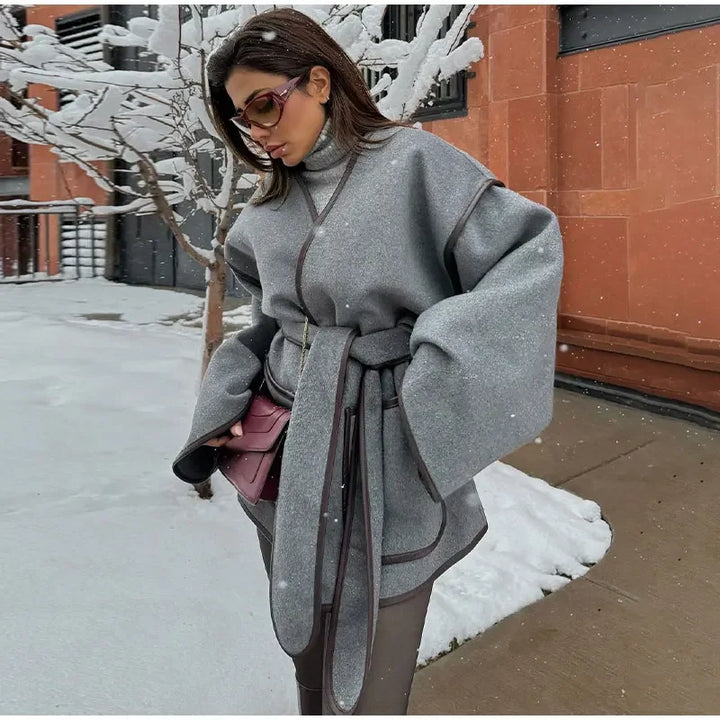 Veste Kimono Femme Tendance Gris