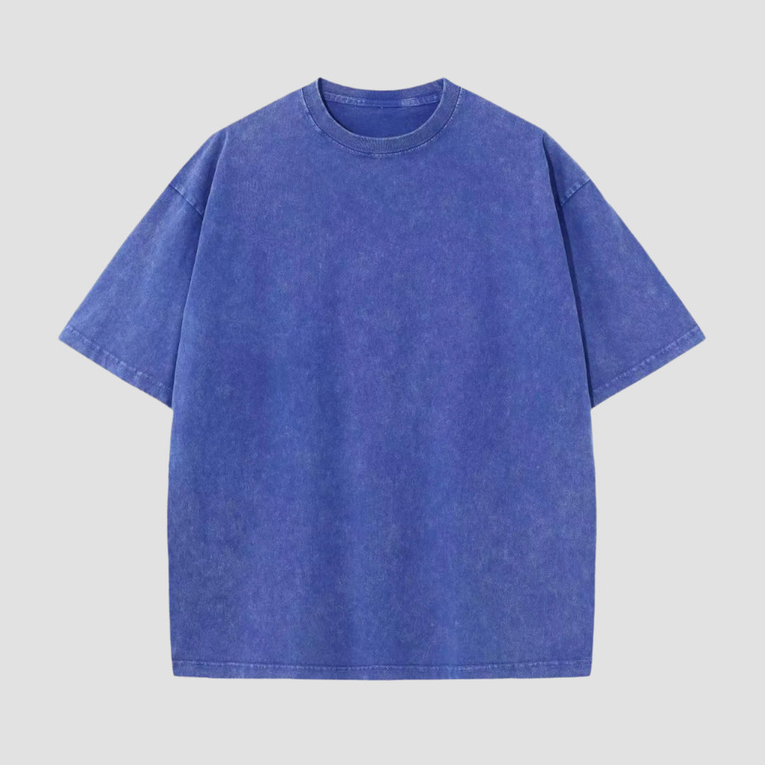 T-shirt Japonais Oversize Délavé Bleu