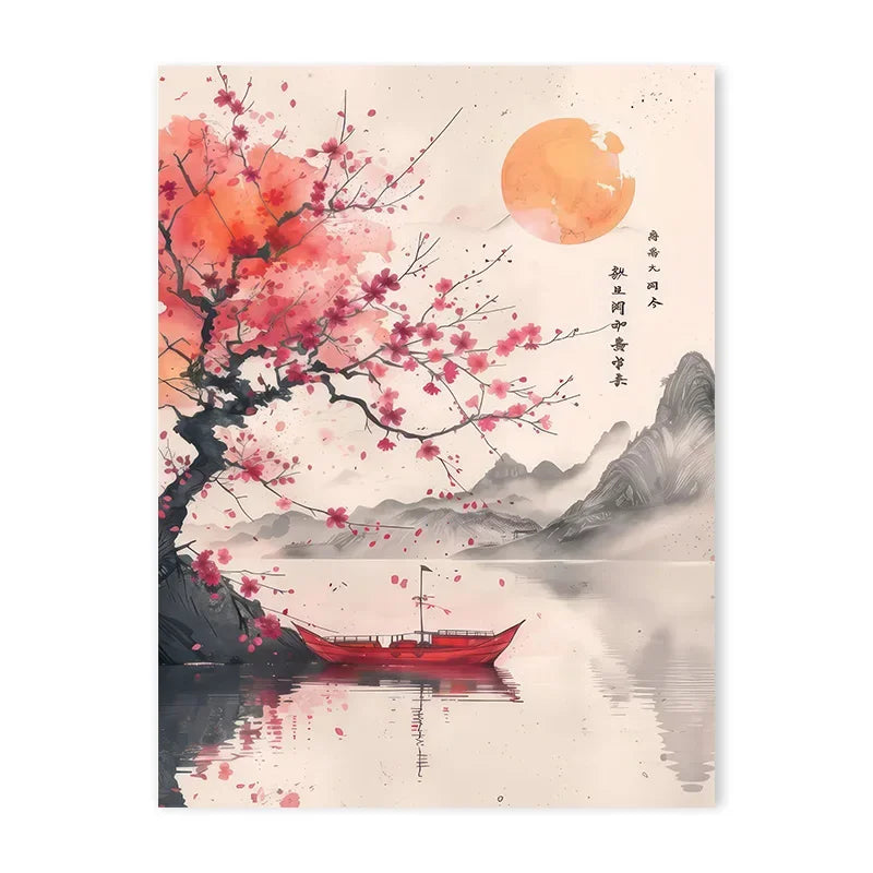 Affiche Japonaise Arbre de Cerisier et Mer