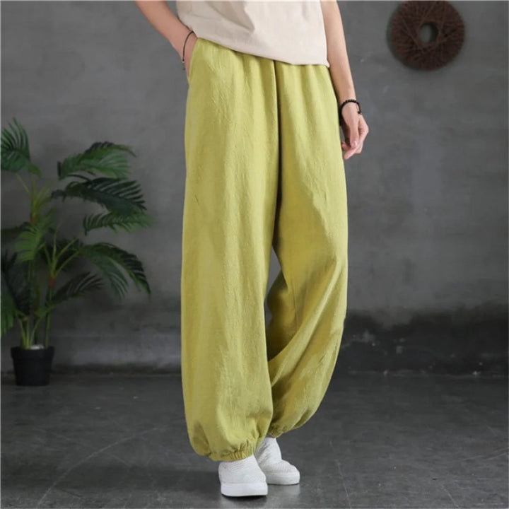 Pantalon Japonais Confortable Jaune