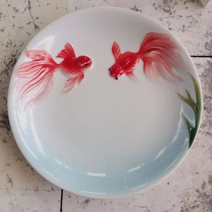 Assiette Japonaise Motif Poisson Rouge