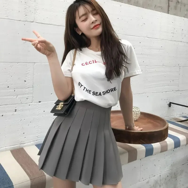Mini Jupe Plissée Japonaise Gris