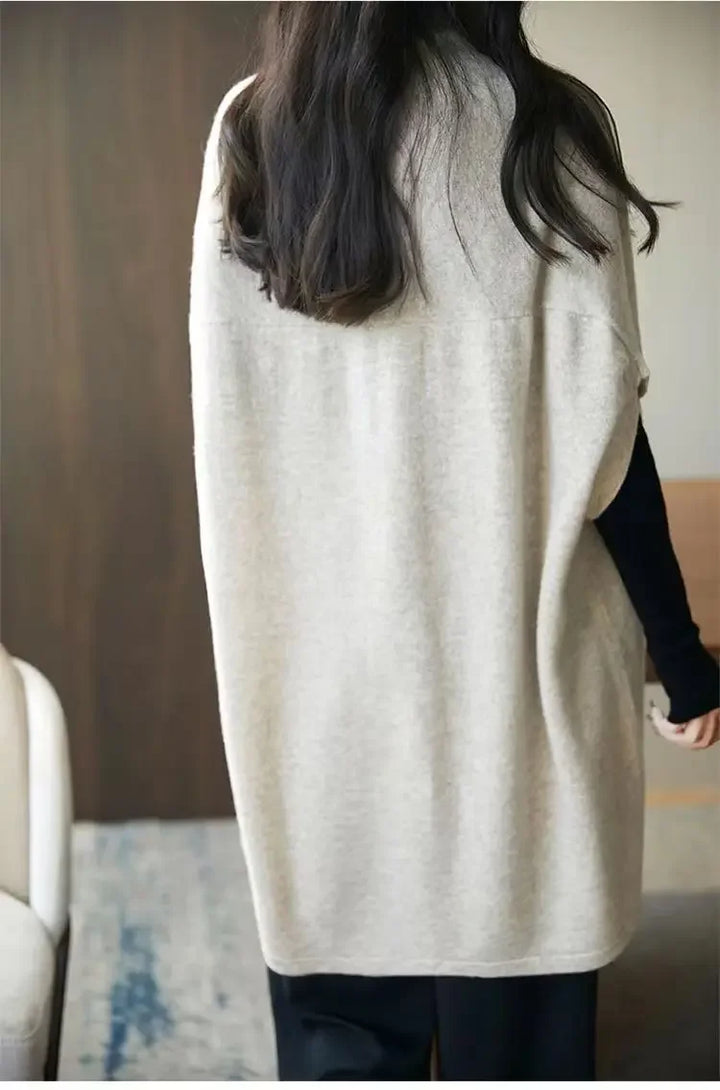 veste kimono femme en laine beige dos