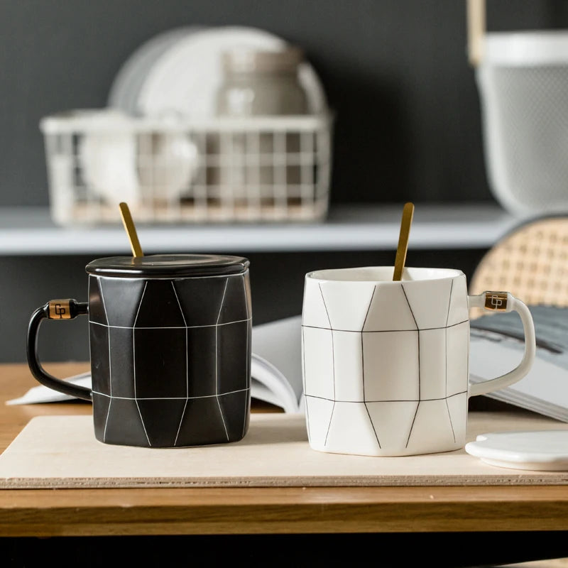 Mug Japonais Géométrique À Couvercle