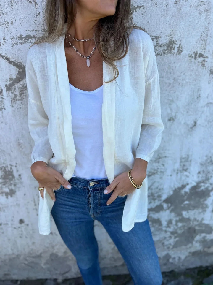 Veste Kimono Femme en Coton blanc