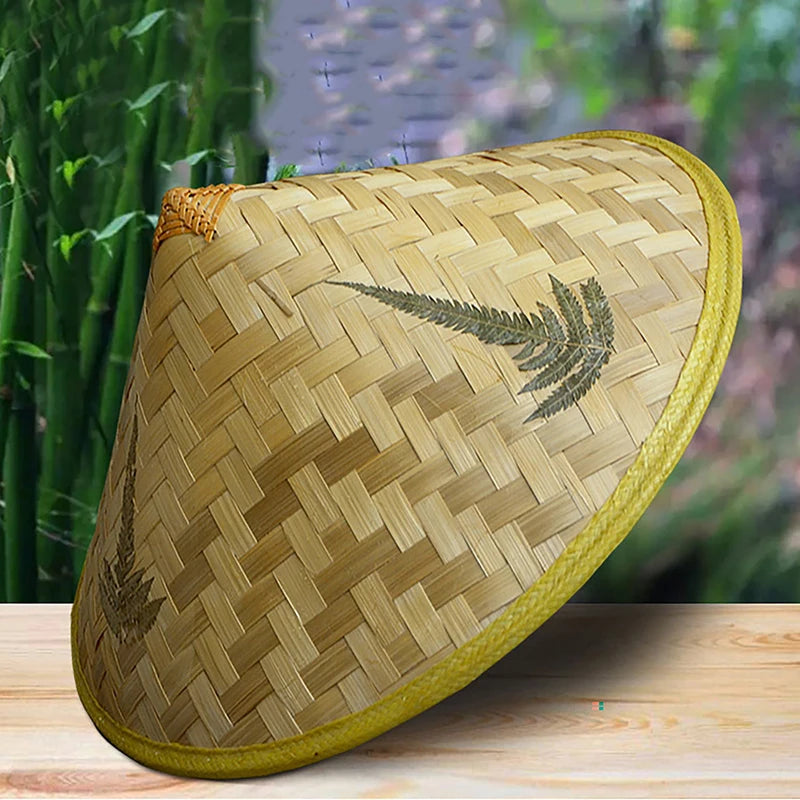 Chapeau Bambou Japonais motif feuille