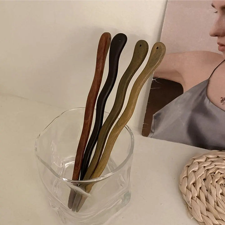 Bâton à cheveux japonais en bois vintage
