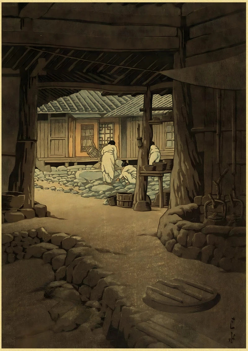 Affiche Japonaise Paysage Cabanes Traditionnelles