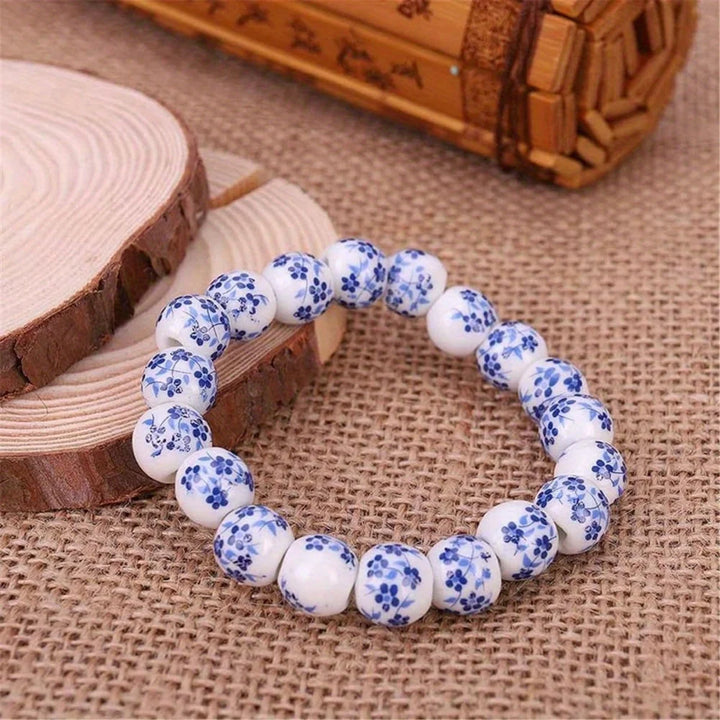 Bracelet Japonais Perles Céramique à fleur