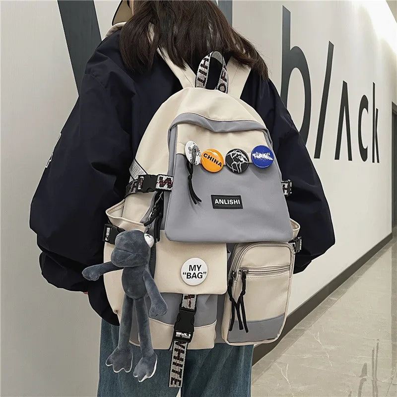 Sac à Dos Style Japonais gris grenouille