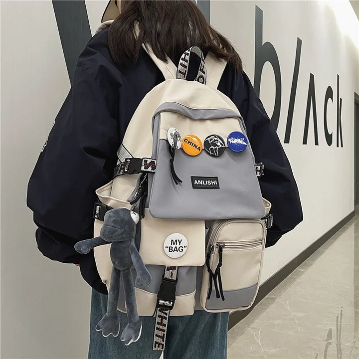 Sac à Dos Style Japonais gris grenouille
