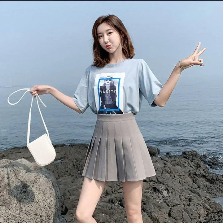 Mini Jupe Plissée Japonaise Beige