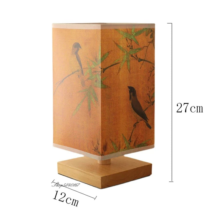Lampe de Chevet Motif Bambou Oiseaux