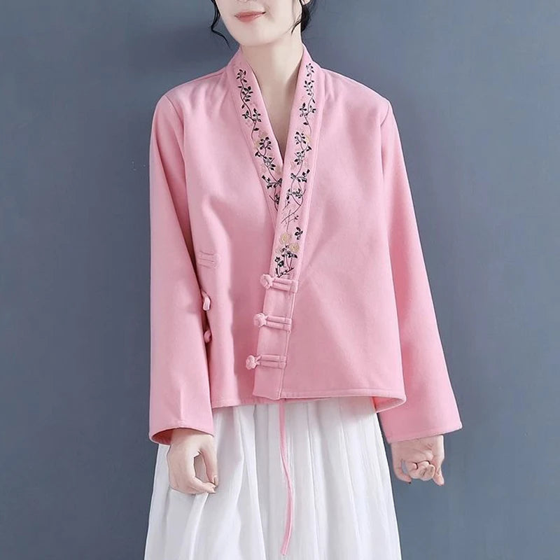 Veste Kimono Femme Brodée rose