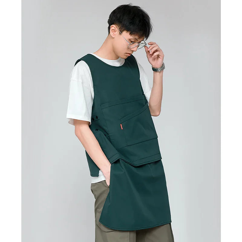 Tablier Japonais Gilet Long Homme Vert