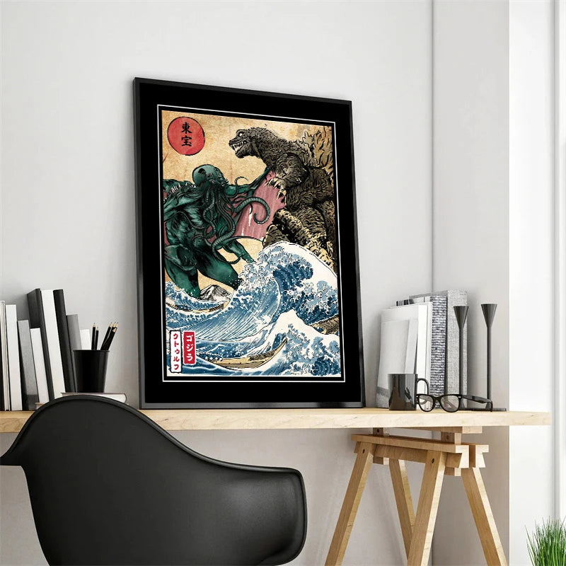 Tableau Japonais Dragon et Alienne