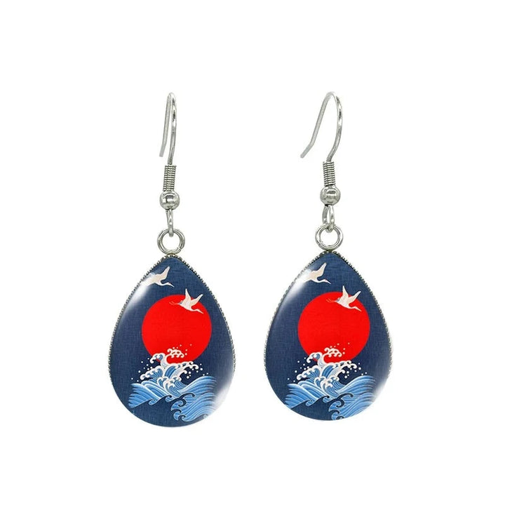 Boucle d'oreille japonaise traditionnelle soleil