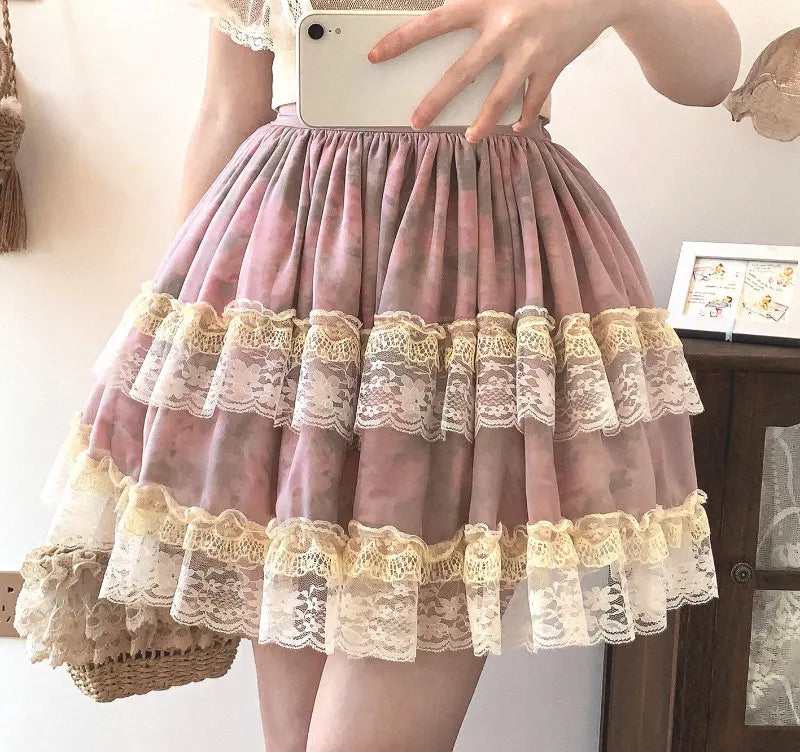 Mini Jupe Japonaise Lolita Rose