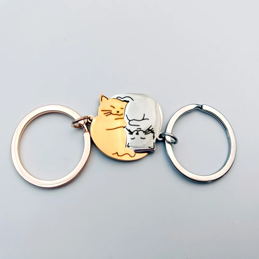 Porte-clés Japonais Couple Chat  Jaune et Blanc