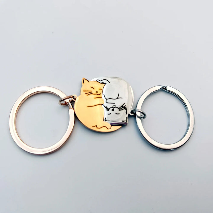 Porte-clés Japonais Couple Chat  Jaune et Blanc