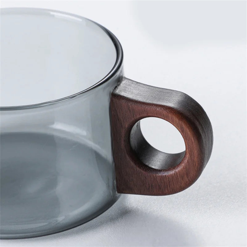 Tasse à café japonaise à poignée en bois