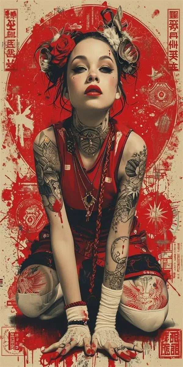 Affiche Mural Japonaise Vintage pour Femme Tressée