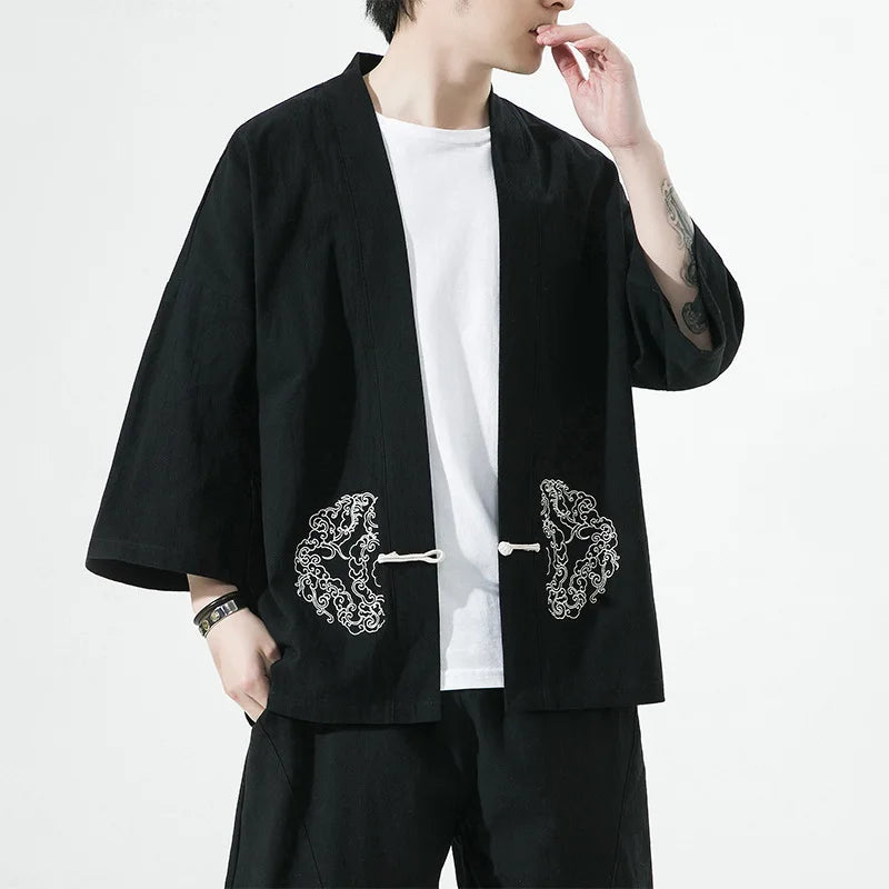 Veste Oversize 2025 Vestes Col Rond Épaules Tombantes | White Kimono Homme Veste Oversize 2025 Vestes Col Rond Épaules Tombantes | White Kimono Homme