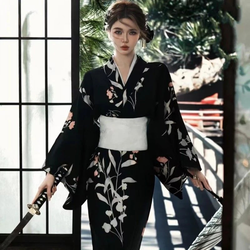 Kimono Japonais Femme Noir Vintage