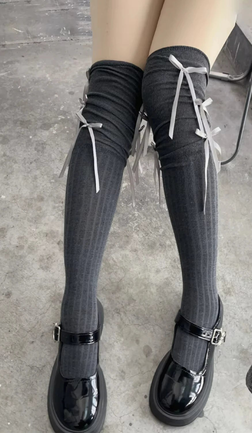 Chaussettes Japonaises à Noeuds Gris