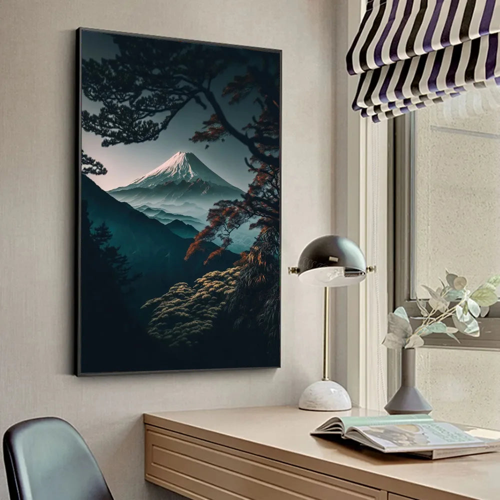 Tableau Japonais Mont Fuji et Arbre