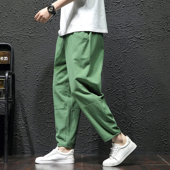 Pantalon Japonais Estival en Coton Vert